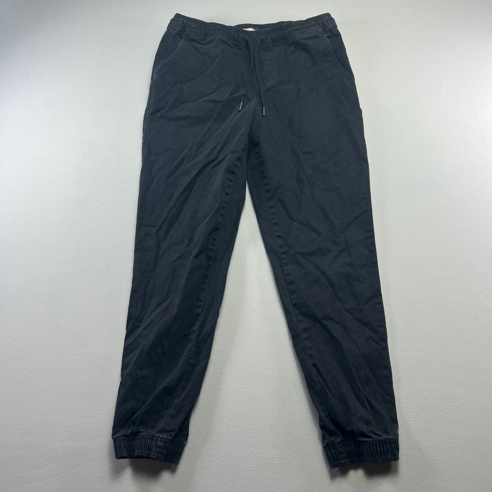 RSQ Joggers Pants Women M Black Cotton Stretch Tapered Leg Drawstring Athleisure
